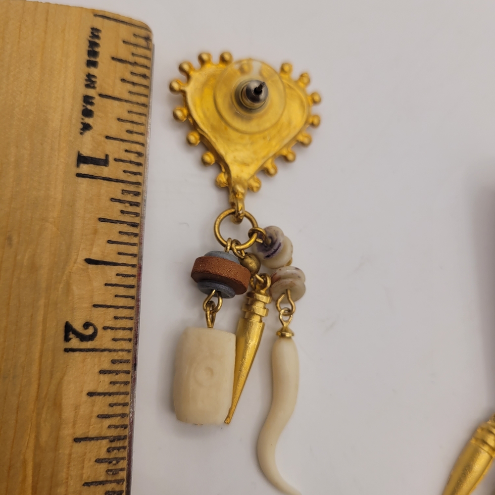 Eurasian Ethnic Matte Gold Plated Earrings - Picture 3 of 3